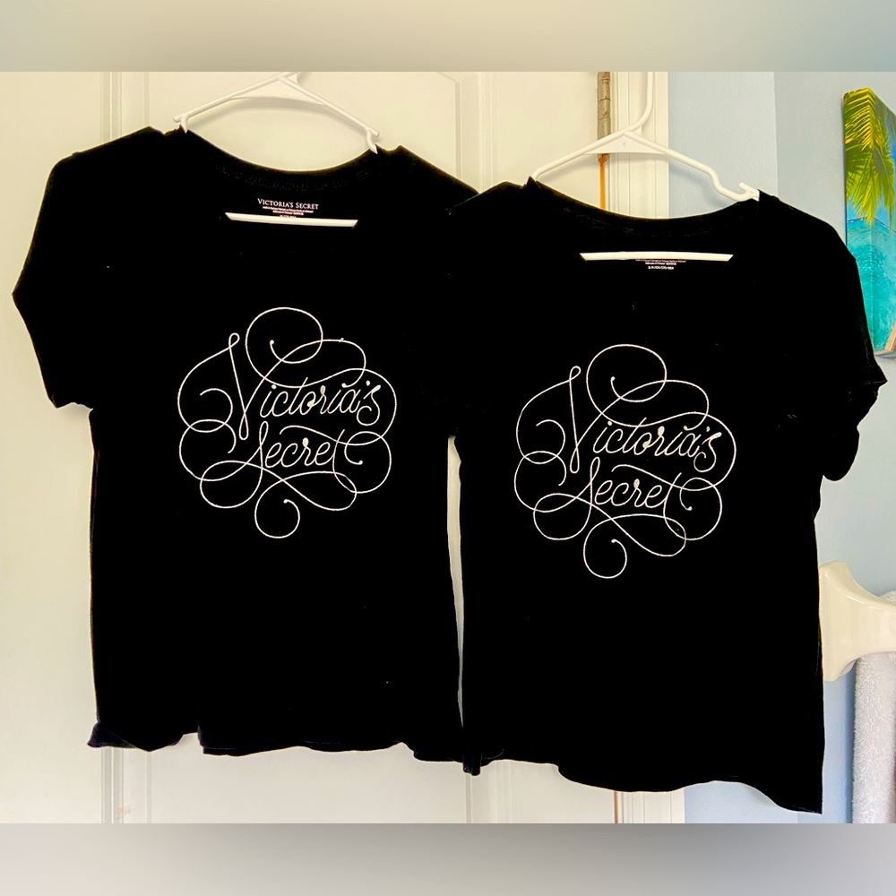 SET OF 2 Victoria’s Secret Black Tees, Small and Medium